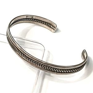 Vintage Navajo Sterling Silver Twist Wire Row Cuff